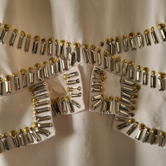 Bebe White Beaded Racer Back Bodycon Mini Dress Size XS - Picture 8 of 12